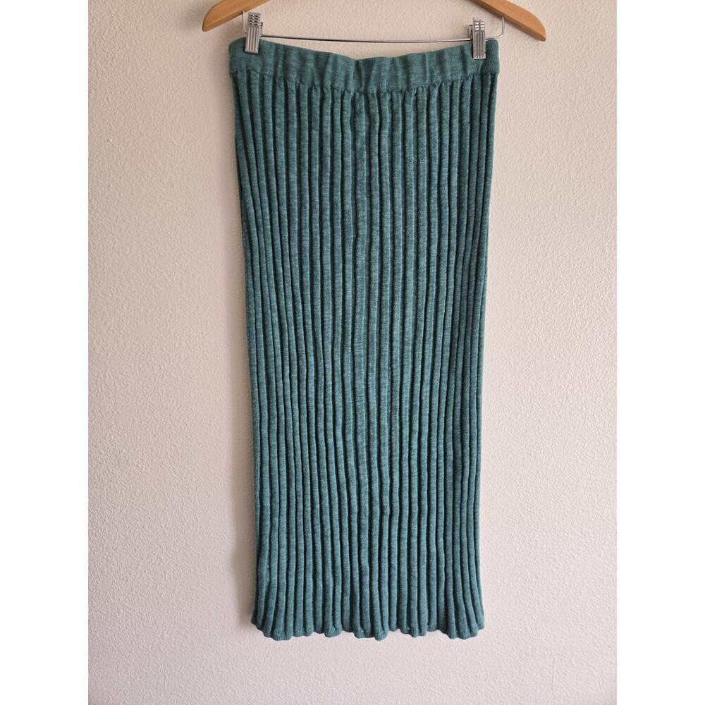 Free People Beach Veda Maxi Skirt Linen Blend Teal Boho Resort Coastal Beach Sm - Picture 2 of 6